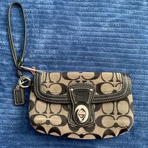 Coach Black Signature Logo Wristlet